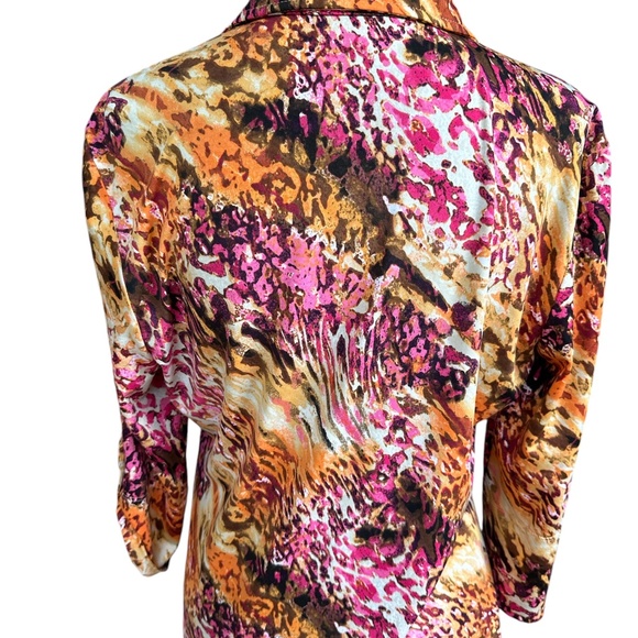 Peck & Peck Multicolor Abstract Rolltab Sleeve Button Shirt Medium - Picture 3 of 6